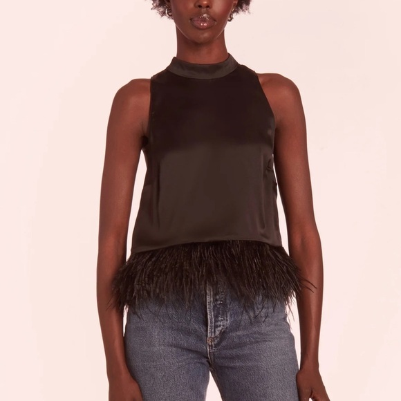 AMANDA UPRICHARD delfina top in black feathers - Picture 1 of 15